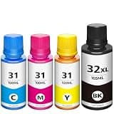 haikyuu Compatible for HP Smart Tank Ink Refill 32XL Black Ink Bottle 31 Ink Bottle Set Work for HP Smart Tank 5101 6001 7602 5000 7301 7600 7001 5102 Plus 651 570 551 Printer, 4-Pack