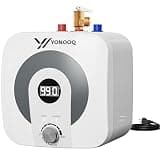 YONOOQ 4 Gallon Electric Water Heater, 1500W 110V Mini Tank Under Sink Instant Hot Water Heater with Pressure Relief Valve, Digital Display for Kitchen, RV, Laundry, Food Truck