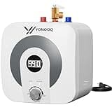 YONOOQ 4 Gallon Electric Water Heater, 1500W 110V Mini Tank Under Sink Instant Hot Water Heater with Pressure Relief Valve, Digital Display for Kitchen, RV, Laundry, Food Truck