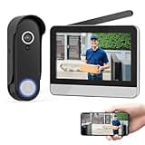 WISDOM VIEW Wireless Smart Video Doorbell System,7" Touchscreen Display,1080P Video Doorbell Camera with Motion Detection,2-Way Audio,Local Storage No Subscription, Easy Install Without Wiring