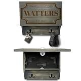 Customizable Hidden Storage Wall Coat Rack with Family Name & Established Date – Magnetic Locking Concealment Shelf – Wall-Mounted Entryway Organizer & Coat Hanger Rack Decor (Gray)
