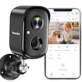 Security Cameras Wireless Outdoor, 2K Indoor Cameras for Home Security Battery Powered, AI Motion Detection, Color Night Vision, 2-Way Talk, Spotlight Siren Alarm, Cloud & SD Storage-Jet Black Camera