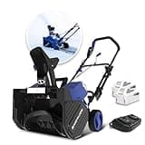 Snow Joe 48V Cordless Snow Blower Kit w/ 2X 5Ah Batteries, Dual-Port Charger & LED Headlight, 18" Clearing Path - Heavy-Duty Winter Blower for Driveways, Patios & Sidewalks, 24V-X2-SB18-XR