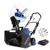 Snow Joe 48V Cordless Snow Blower Kit w/ 2X 5Ah Batteries, Dual-Port Charger & LED Headlight, 18" Clearing Path - Heavy-Duty Winter Blower for Driveways, Patios & Sidewalks, 24V-X2-SB18-XR