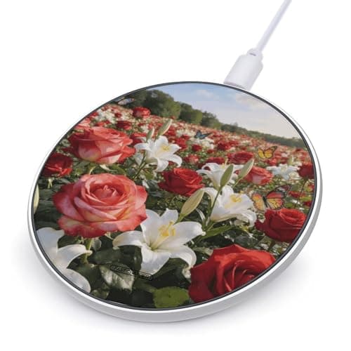 Flower Sea Wireless Charger Portable Fast Charging Pad Lightweight Wireless Charging Pad 10W Slim Charging Station for Phone Charger Mat for Travel Home Office Desk