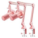 MAONO PD200W Hybrid Wireless Podcast Equipment Bundle for 2, XLR USB Dynamic Microphone Kit with 2 Boom Arm, Software, Noise Cancellation, for Co-hosted Podcast, Vocal Recording, Pink