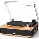 Vinyl Record Player with Built-in Speakers Bluetooth Record Player Support Bluetooth in & Out High Fidelity 3-Speed Turntable with AT-3600L Magnetic Cartridge Support RCA Output Auto Stop