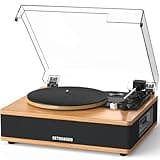 Vinyl Record Player with Built-in Speakers Bluetooth Record Player Support Bluetooth in & Out High Fidelity 3-Speed Turntable with AT-3600L Magnetic Cartridge Support RCA Output Auto Stop