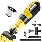 XenonLab Handheld Vacuum Cordless 1.1 Pounds Car Vac 10000PA Hand Held Vacuums 4-in-1 Hand Vac Cordless Rechargeable HEPA Filter Large Capacity Dust Cup for Car Office Home Pets Hair (Yellow)