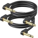 AA AUDIO ACCESSORY Guitar Patch Cables Kevlar-Reinforced S-Shape Flat Ribbon 12 Inch 2 Pack, Gold-Plated Noiseless Quad-Layer Shielded, Guitar Pedal Cables for BOSS MXR EBS Behringer Donner Pedal