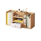 WANGHAI2024M Bookcases Desktop Symmetrical Bookshelf Density Board Storage Rack for Dorm Office with Drawer