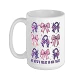 Epilepsy Awareness Purple Ribbon My Wife's Fight is My Fight Ceramic Mug, White, 15oz