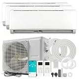 3 Zone 36000 BTU (12K+12K+12K) Mini Split Air Conditioner & Heater, WiFi Enabled Inverter Ductless Wall Mounted AC Unit