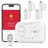 YISEELE Wireless Home Alarm System: 2.4GHz Wi-Fi Smart Security Kit with 120dB Siren, 4 Door/Window Sensors, 1 Remote, Hub – Protect Your Family – Compatible with Alexa & Google