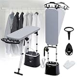 MOMOKOVA Standing Garment Steamer with Dry Ironing, 2000W Powerful Steamer for Clothes with with Flat & Slant & Hanging Iron Options,3 Steam Modes, 25s Fast Heat-Up, 2.2L Water Tank (Black-Silver)
