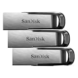 SANDISK 128GB Ultra Flair USB 3.0 Flash Drive, SDCZ73-128G-G46, Black (Pack of 3)
