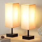 aooshine Beige Bedroom Table Lamp Set - Bedside Lamps for Nightstand Set of 2, Minimalist Lamps for Desk, Dorm, Kids Room, Bulb Not Included