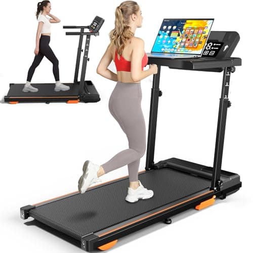 Walking Pad Treadmill with Desk Workstation, Adjustable Incline & Handle Bar, 3.0HP for Home Small Spaces