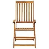 DXKDUSOKJ 5 Position Reclining Acacia Wood Patio Chairs 2 Pack, Outdoor Wooden Chair Set with Slatted Seat and Back for Lounging or Dining