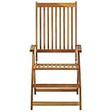 KPOUTRFG Solid Acacia Wood Folding Chairs Set of 2, Natural Wood Outdoor Reclining Garden Chairs with Adjustable Backrest for Patio and Lawn