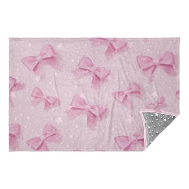 Jihqo Bow Tie Travel Blanket Glowing in The Dark, Soft 2 in 1 Airplane Blanket 65" x 55", Foldable as Pillow, Luggage Sleeve & Backpack Clip