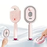 Handheld Hair Steamer, Electric Steam Brush for Hair, Portable Hairs Steam Brush for Curly, Black Hair, Hydrating Mist Spray Hairs Brush for Home Salon (Pink)