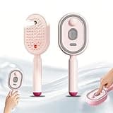 Handheld Hair Steamer, Electric Steam Brush for Hair, Portable Hairs Steam Brush for Curly, Black Hair, Hydrating Mist Spray Hairs Brush for Home Salon (Pink)