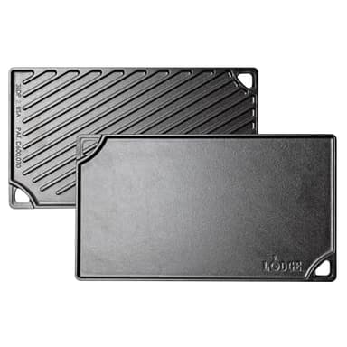 Lodge Reversible Cast Iron Grill/Griddle Pan 16.75 x 9.5 - Pre-Seasoned Dual-Sided Double Burner for BBQ, Eggs, Pancakes, Burgers - PFAS Free Cookware - Flat Top Plate for Oven, Grill, & Campfire