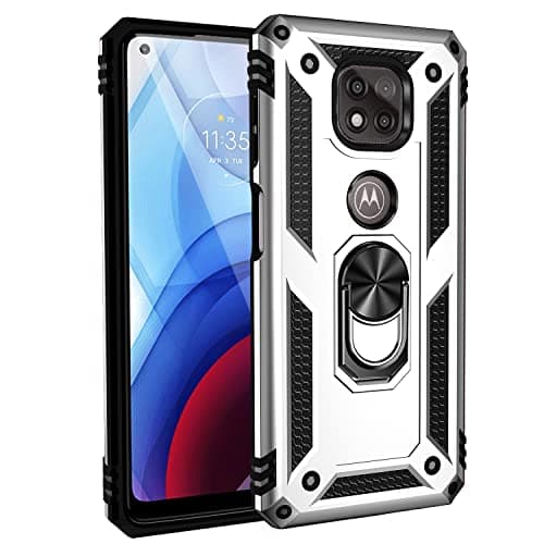 GaliJialiH for Motorola Moto G Power 2021 Case Mobile Phone with Magnetic Holder Case, Heavy Duty Shockproof Protection for Motorola Moto G Power 2021(Silver)