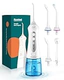 Nicefeel Water Flosser, 300ML Portable Water Dental Pick Cordless for Teeth, Braces, Sensitive Gum, Oral Irrigator for Travel & Home with 5 Jet Tips & 3 Modes, Rechargeable, IPX7 Waterproof, White