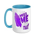 Purple Not Me, Thanks Purple Graphic Ceramic Mug, Blue/White, 15oz