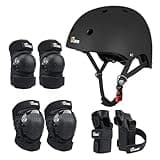 JBM Adult & Kid Skating Protective Gear Set for Beginner to Advanced, Skateboard Helmet Knee and Elbow Pads with Wrist Guards for Inline Roller Skating, Scooter, Skateboarding
