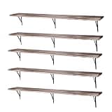 5-Tier Adjustable Display Bookshelf 72.05x11.81x7.87in Rustic Bookcase Long Shelves with Metal Bracket Suitable for Kitchen Bathroom Coffee Bar