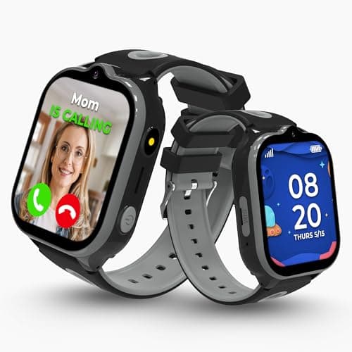 Emojikidz 4G Smart Watch for Kids Ages 3β12 | GPS Tracker, Phone Calls, Text Messaging, SOS, School Mode, Camera, Parental Controls, Safety Watch, Preinstalled SIM Card, Subscription Plan Need (Black)