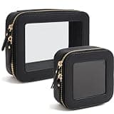 FFpaw Travel Clear Makeup Bag Set, TSA Approved Cosmetic Bag Case with Zipper Portable Makeup Pouch Toiletry Bag Traveling Cosmetic Organizer Storage Bag Car Organizer Car Essentials
