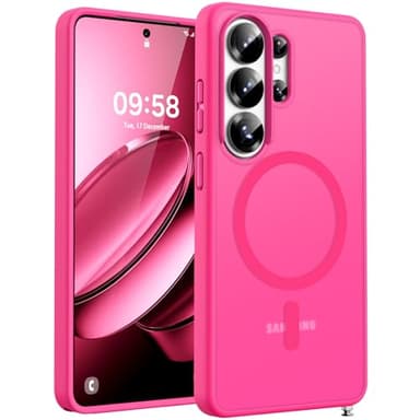 TOCOL for Samsung Galaxy S26 Ultra Case, Built-in Magnetic Ring, Drop Protection, Slim Translucent Matte Phone Case for Galaxy S26 Ultra 6.9 inch (Hot Pink)