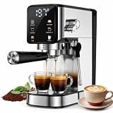 LOSRSWA Espresso Machine 20 Bar, 1350W Expresso Coffee Machines with Milk Frother,Stainless Steel Espresso Maker with 39oz Removable Water Tank for Cappuccino, Latte(Silver)
