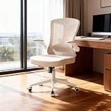 Ergonomic Office Chair with Lumbar Support, High Back Mesh Desk Chair with Flip-Up Arms, Adjustable Computer Task Chair, Khaki