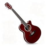Beginner Acoustic Guitar 40 Inch, Basswood Folk Guitar, Gloss Black Musical Instrument Guitar(Burgundy)
