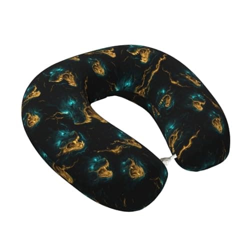 Cool Wolf Head Print Travel Neck Pillow for Airplanes, Memory Foam Neck Pillow for Traveling/Sleeping, Travel Essentials Accessories for Women Men
