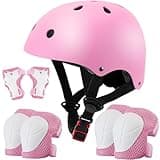 Kids Helmet Set Skateboard Knee Pads, Adjustable Kids Bike Helmet Protective Gear Set for Girls Kids 3-14 Helmet Elbow Pads Wrist Guards for Sport Cycling Bike Roller Skating Scooter