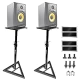 AxcessAbles Studio Monitor Speaker Stands Pair. 80lb Capacity per Stand. Adjustable Height 26" - 42". Metal Constructed Stands Ideal for Surround Sound, Bookshelf and Monitoring Speakers
