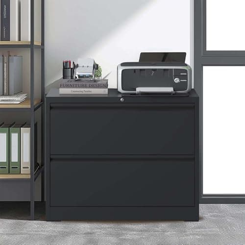 Clyrava 2 Drawer Locking Filing Cabinet, Metal Office Filing Cabinet, Lockable File Cabinet for Home Office Locking Metal File Cabinet for Legal/Letter/A4/F4 (Black, 2 Drawer)