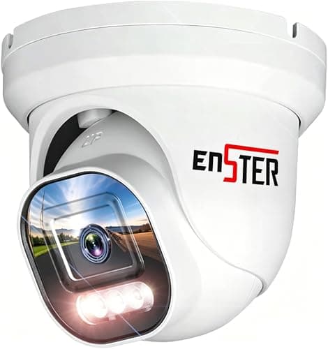 ENSTER 8MP 4K PoE Security Camera Outdoor, Full Metal, Compatible ONVIF & RTSP, 100ft Smart Color Night Vision, AI Human & Vehicle Detection, IP66 Waterproof, 110ยฐ Wide Angle, Built-in Mic