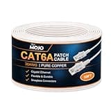 Tecmojo UL Listed Ultra-Slim Cat6a 50ft Ethernet Cable, 30AWG 100% Pure Copper, 10Gbps 500MHz Network Cable for Router, Modem, Xbox, Laptop, Servers, White