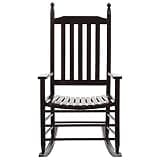 DXKDUSOKJ Vintage Inspired Solid Wood Rocking Chair for Living Room, Brown Poplar Wood Rocking Chair with Curved Seat, Easy Assembly
