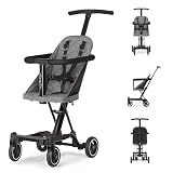 Dream On Me Coast Rider Lightweight Travel Stroller, Compact Baby & Toddler Stroller, Theme Park Approved, Quick Fold, Converts to Rider & Scooter, 45 lb Weight Capacity, Grey