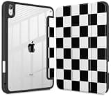 Tuiklol for iPad mini 7 (A17 Pro 7th Gen) 2024 / iPad mini 6 (6th Gen) 2021 8.3 inch Case, Built-in Pencil Holder Slim Clear Back Shell Cover Auto Wake/Sleep with iPad mini A17 Pro,Lattice Black