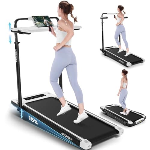 Walking Pad Treadmill with Desk Workstation,3.5 HP Foldable Treadmills with 15% Incline & Handle Bar,450lbs Capacity,2s Folding,Ultra-Quiet,Small/Compact Under Desk Treadmills for Home Ofiice
