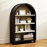 INTERHOMART Arched Small Bookshelf, Modern Bookcase with 4 Shelves, 45.6" Tall Freestanding Book Shelf, 4-Tier Storage Shelf for Living Room, Bedroom, Entryway,Black